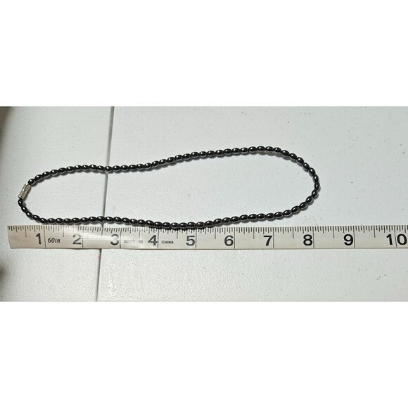 Elegant Hematite Beaded Necklace Minimalist Peace Protection Spiritual Jewelry - Picture 4 of 5